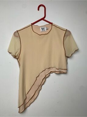 Prince Peach Sheer-Trim Asymmetrical Crop Top